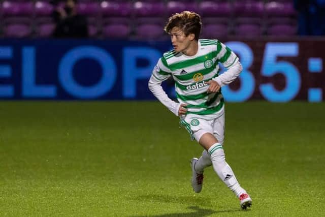 Japanese winger Kyogo Furuhashi made his debut for Celtic as a substitute in their 2-1 Premiership defeat against Hearts at Tynecastle on Saturday night. (Photo by Alan Harvey / SNS Group)