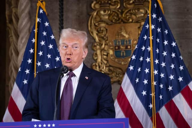US President-elect Donald Trump at Tuesday's controversial press conference (Picture: Scott Olson/Getty Images)
