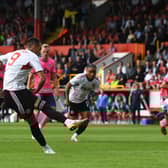 Bojan Miovski scores on his Aberdeen debut. (Photo by Craig Foy / SNS Group)