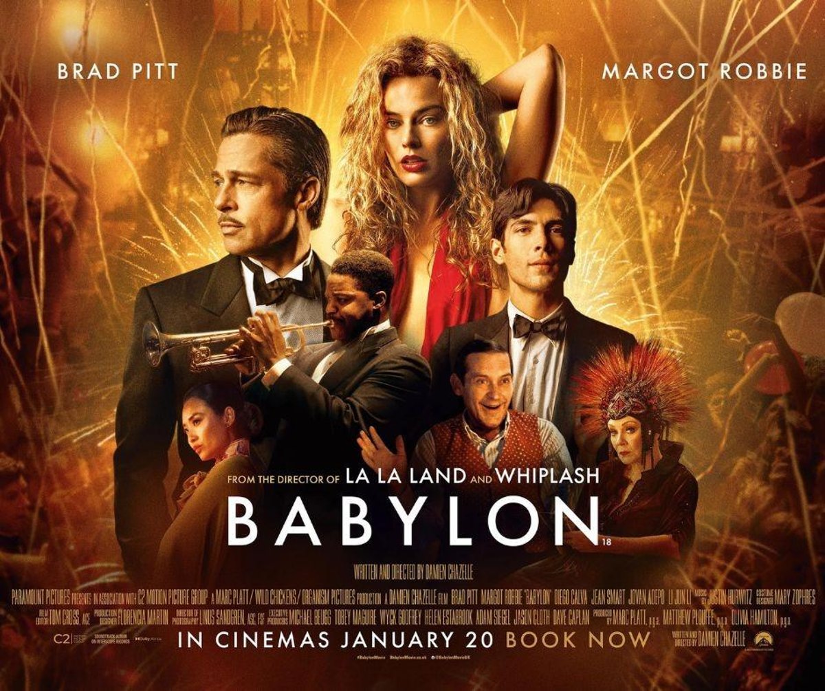 'Babylon' stars Brad  Pitt, Margot Robbie, Diego Calva, Jean Smart, and Tobey Maguire