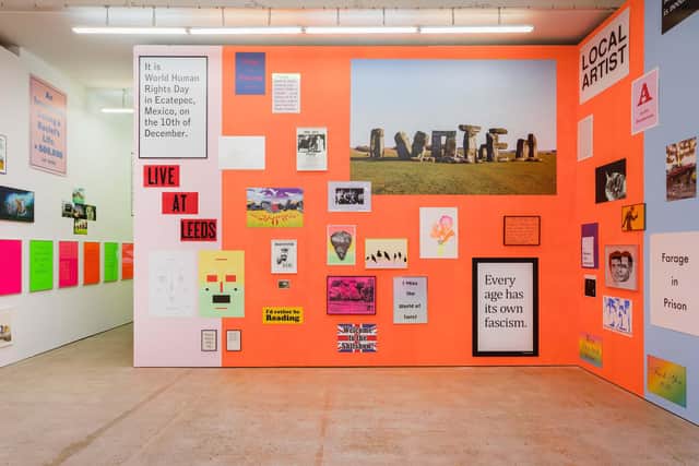 Installation shot of the Jeremy Deller exhibition, Warning: Graphic Content, at the Modern Institute, Glasgow