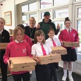Jo Ricjhardson, acting head at Heron Park School, with some of the Year 6 prefects