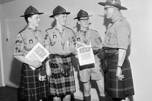 The Blackhall boy scouts receiving the Queen's Award in January 1964.