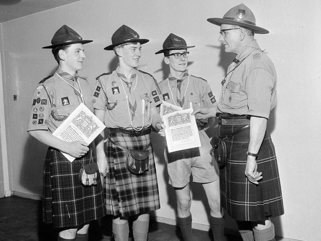 The Blackhall boy scouts receiving the Queen's Award in January 1964.