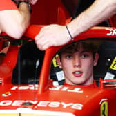 Oliver Bearman has a seat fitting in the Ferrari garage prior to final practice ahead of the F1 Grand Prix of Saudi Arabia. (Photo by Clive Rose/Getty Images)