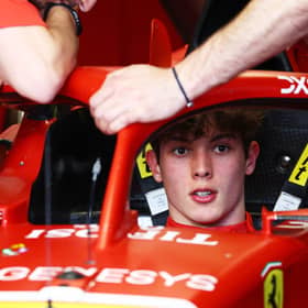 Oliver Bearman has a seat fitting in the Ferrari garage prior to final practice ahead of the F1 Grand Prix of Saudi Arabia. (Photo by Clive Rose/Getty Images)