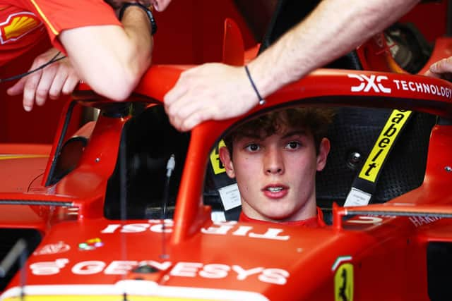 Oliver Bearman has a seat fitting in the Ferrari garage prior to final practice ahead of the F1 Grand Prix of Saudi Arabia. (Photo by Clive Rose/Getty Images)