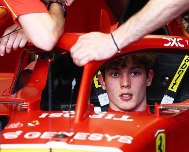 Oliver Bearman has a seat fitting in the Ferrari garage prior to final practice ahead of the F1 Grand Prix of Saudi Arabia. (Photo by Clive Rose/Getty Images)