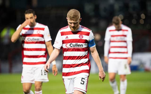 A dejected Brian Easton walks off the park at full-time. Picture: SNS