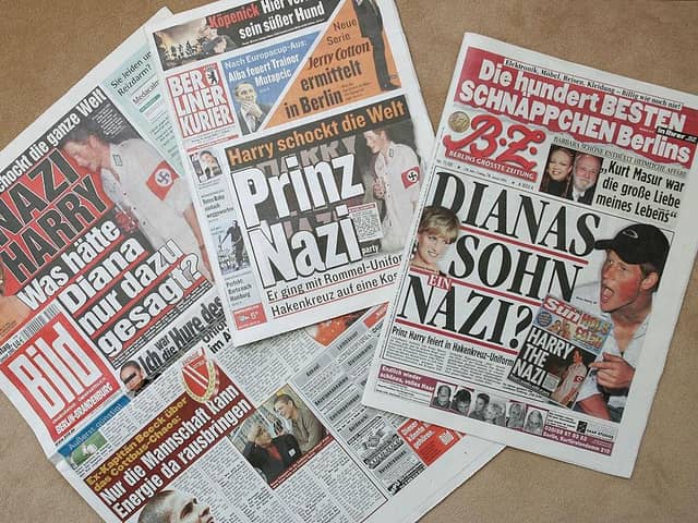 How the German press reported on Prince Harry's 2005 fancy dress costume of a Nazi general's uniform.