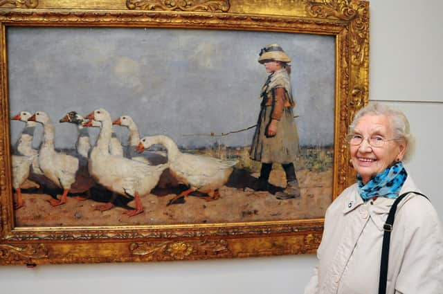 Molly Forbes with James Guthrie’s To Pastures New, which inspired a portrait of her by Alicia Bruce (Picture: Copyright Alicia Bruce www.aliciabruce.co.uk)