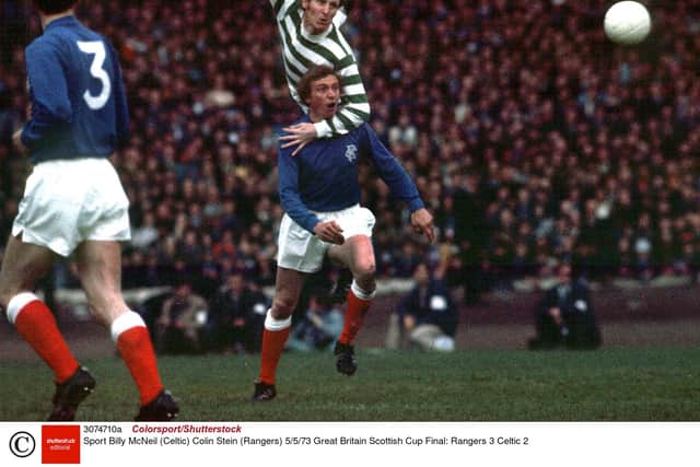 Mandatory Credit: Photo by Colorsport/Shutterstock (3074710a)
Billy McNeil (Celtic) Colin Stein (Rangers) 5/5/73 Great Britain Scottish Cup Final: Rangers 3 Celtic 2
Sport