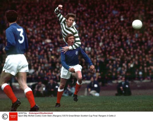 Mandatory Credit: Photo by Colorsport/Shutterstock (3074710a)
Billy McNeil (Celtic) Colin Stein (Rangers) 5/5/73 Great Britain Scottish Cup Final: Rangers 3 Celtic 2
Sport