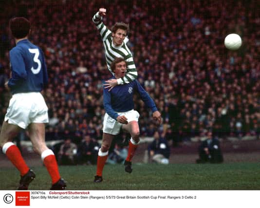 Mandatory Credit: Photo by Colorsport/Shutterstock (3074710a)
Billy McNeil (Celtic) Colin Stein (Rangers) 5/5/73 Great Britain Scottish Cup Final: Rangers 3 Celtic 2
Sport