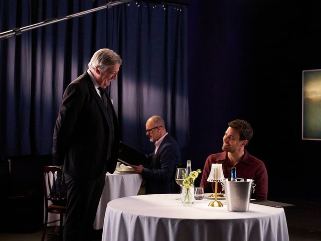 Theo James & Stephen Fry in 'The Bottom Line'