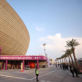 General view outside the Lusail Stadium prior to the Fifa World Cup final match between Argentina and France in Qatar on December 18, 2022. (Photo by Catherine Ivill/Getty Images)