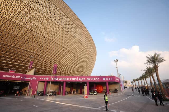 General view outside the Lusail Stadium prior to the Fifa World Cup final match between Argentina and France in Qatar on December 18, 2022. (Photo by Catherine Ivill/Getty Images)