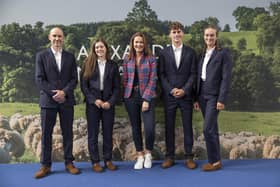 Team GB canoeing team members Mark Ratcliff, Kimberley Woods, Adam Burgess, and Mallory Franklin, with Alexander Manufacturing's Nadia Alexander in the tartan jacket. Picture: Sam Mellish.