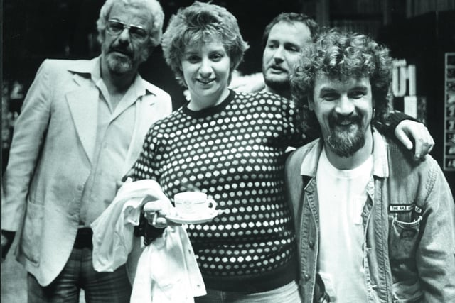 Barry Cryer, Victoria Wood, Kenny Everett and Billy Connolly, who took part in a TV comedy debate at the 1982 Edinburgh Television Festival.