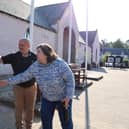 Councillor Blackett with a Braemar tour guide at the village's new Top up Tap.
