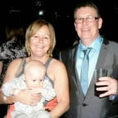 Lex Warner, pictured on his 50th birthday, with his wife Debbie and their son Vincent