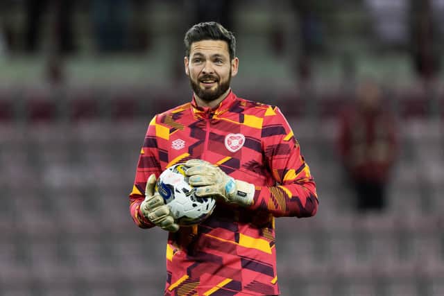 Hearts goalkeeper Craig Gordon returns to the squad for Wednesday's 1-0 defeat by Rangers. He watched from the bench on his return to the first-team pool after nearly a year out with a broken leg (Photo by Ross Parker / SNS Group)