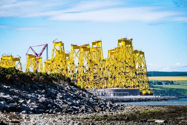 The giant foundations, which weigh 2.000 tonnes apiece, will support turbines that tower 280m above the sea surface. Picture: Stuart Nicol Photography