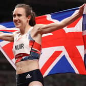 Laura Muir celebrates winning silver in the Women's 1500m Final