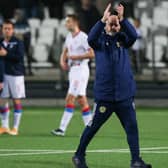 Scotland manager Steve Clarke applauds the fans after the late 1-0 win against the Faroe Isles   (Photo by Craig Williamson / SNS Group)