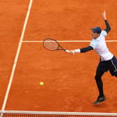 Jamie Murray plays a backhand during the men's doubles quarter-final defeat by Kevin Krawietz and Andreas Mies of Germany.