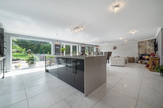 Kitchen, dining and living area.