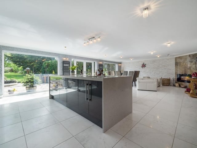 Kitchen, dining and living area.