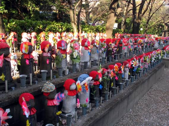 Ceremonial memorials in Tokyo's Garden of Unborn Children (Picture: Gorgo, public domain, via Wikimedia Commons)