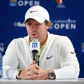 Defending champion Rory McIlroy speaks to the media ahead of the RBC Canadian Open at Oakdale Golf and Country Club in Toronto. Picture: Vaughn Ridley/Getty Images.
