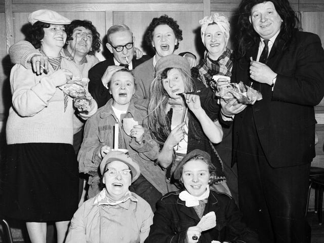 The Blackhall Chapter of the Order of the Eastern Star taking part in a 'Tramps' Supper' in February 1963.