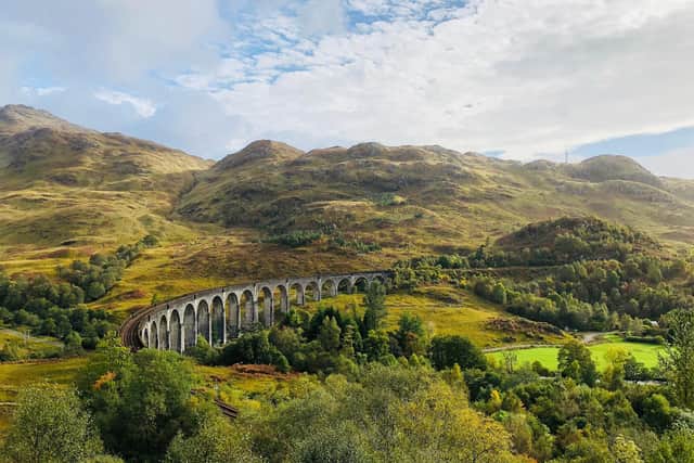Glenfinnan Viaduct on the West Highland Line or ‘Iron Road to the Isles’, considered one of the greatest rail journeys in the world.