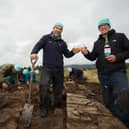 Derek Alexander, head of archaeology at National Trust for Scotland and Alan Winchester, master distiller at Glenlivet, at the original distillery site. PIC: NTS.