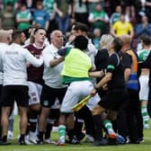 There was a full-scale melee after the final whistle during the match between Hearts and Hibs.