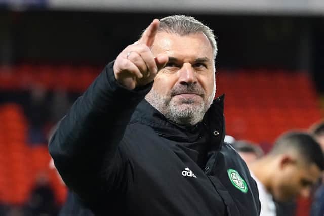 Celtic manager Ange Postecoglou reacts after the cinch Premiership match at Tannadice Park, Dundee. Picture date: Wednesday May 11, 2022.
