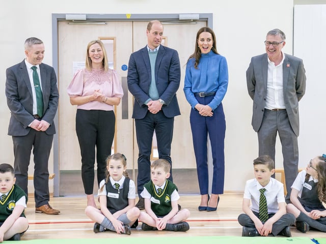 The Duke and Duchess of Cambridge meet pupils.