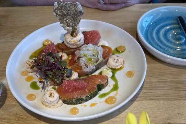 A starter of home-made sea trout gravadlax and its fishy buddies, alongside springy sourdough from the Wild Hearth bakery with grapefruit, horseradish and pickled fennel.Pic: Fiona Laing