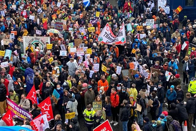 The protest will head to Glasgow Green, where a rally is due to start at 3PM. PIC: Lisa Ferguson.