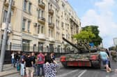Members of Wagner group sit atop of a tank in a street in the city of Rostov-on-Don. Picture: AFP via Getty Images