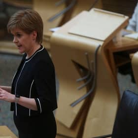 Earlier today, Ms Sturgeon unveiled her routemap for easing the lockdown in Scotland, outlining examples of sport which people would be able to play once it was implemented. (Photo by Fraser Bremner - Pool / Getty Images)