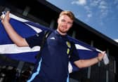 Tommy Conway arrives at Edinburgh Airport after being called up to the Scotland Euro 2024 squad. (Photo by Ross MacDonald / SNS Group)