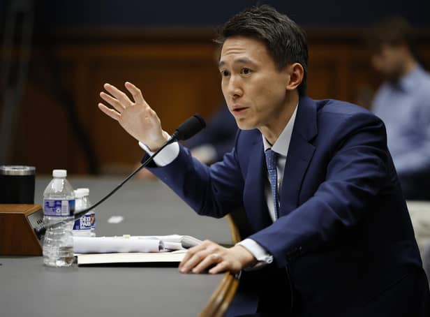 TikTok CEO Shou Zi Chew testifies before the House Energy and Commerce Committee in Washington, DC. The hearing was a rare opportunity for lawmakers to question the leader of the short-form social media video app about the company's relationship with its Chinese owner, ByteDance, and how they handle users' sensitive personal data.