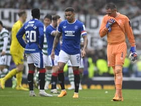 Allan McGregor and James Tavernier trudge off the Hampden pitch following another defeat by Celtic.
