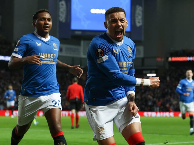 Rangers' James Tavernier celebrates making it 1-0. (Photo by Alan Harvey / SNS Group)