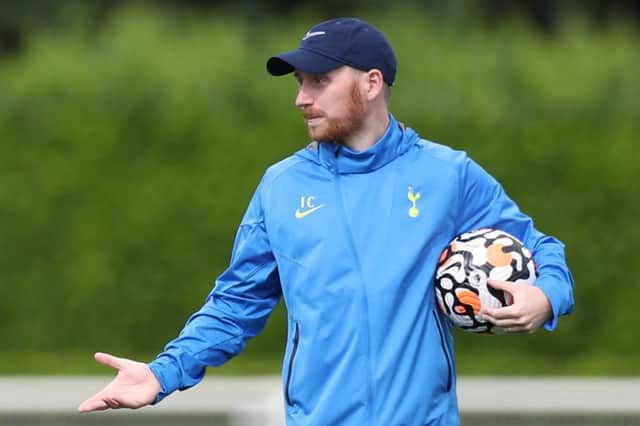 Ian Cathro on the training pitch at Tottenham Hotspur, where he enjoyed working with England striker Harry Kane.