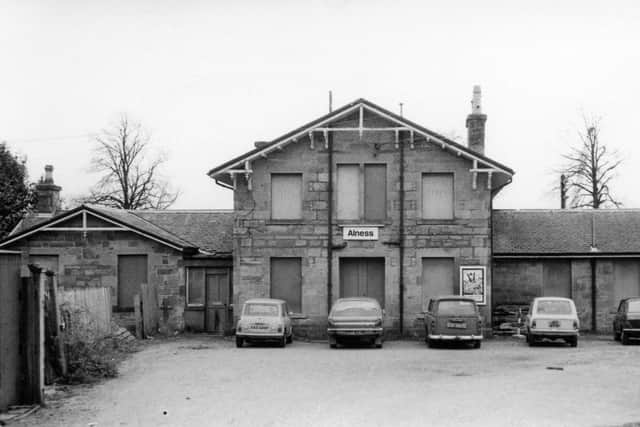 The former Alness Station buildings in 1976 with the private waiting room at the left end. Picture: JL Stevenson